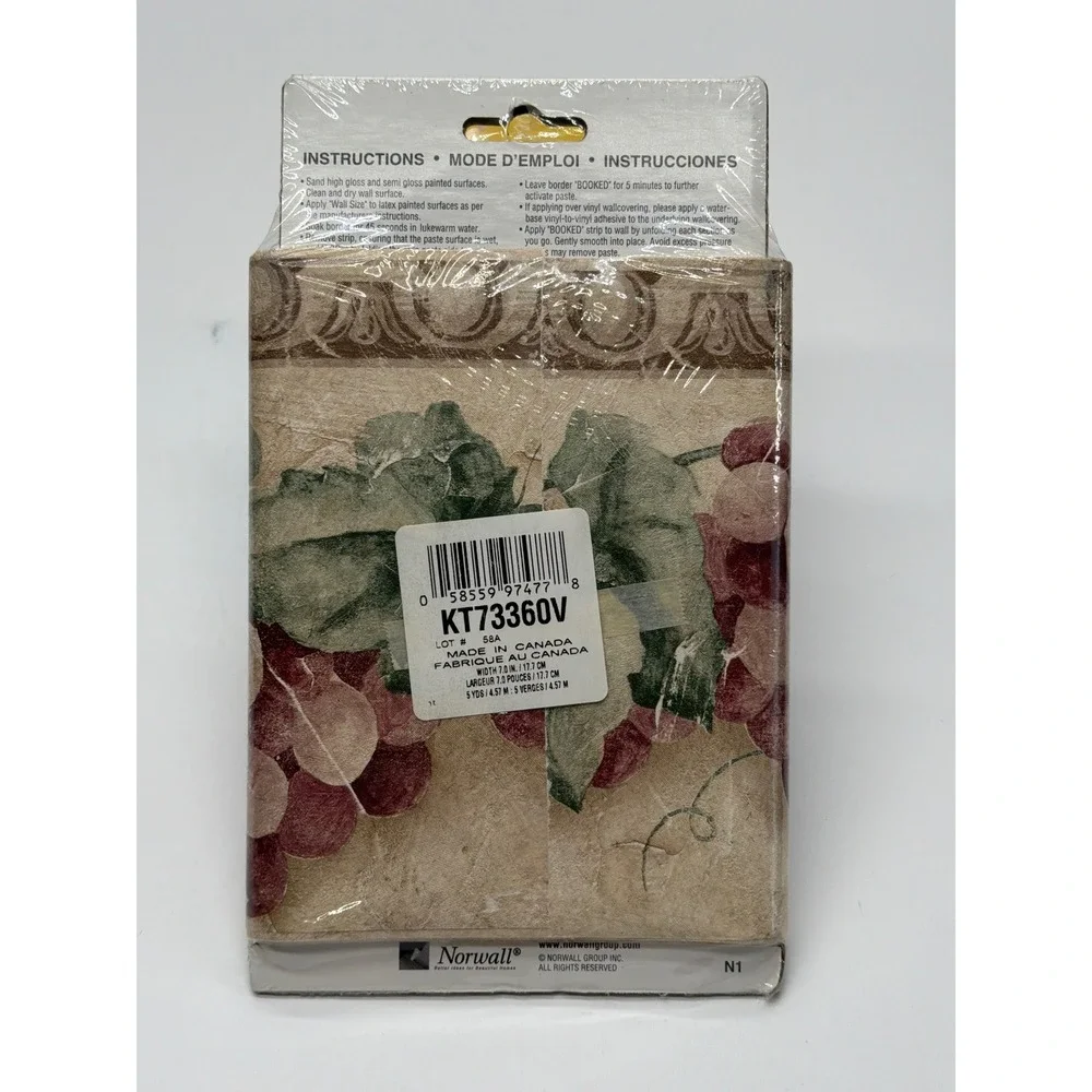 Norwall Grape‎ Vine Wallpaper Border 3 Rolls Prepasted Beige Purple